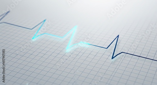 Glowing blue heartbeat line on grid paper background