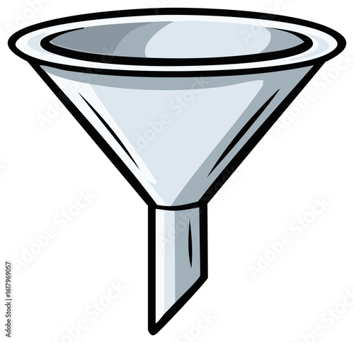 Simple cartoon style funnel for pouring liquids and filtering substances