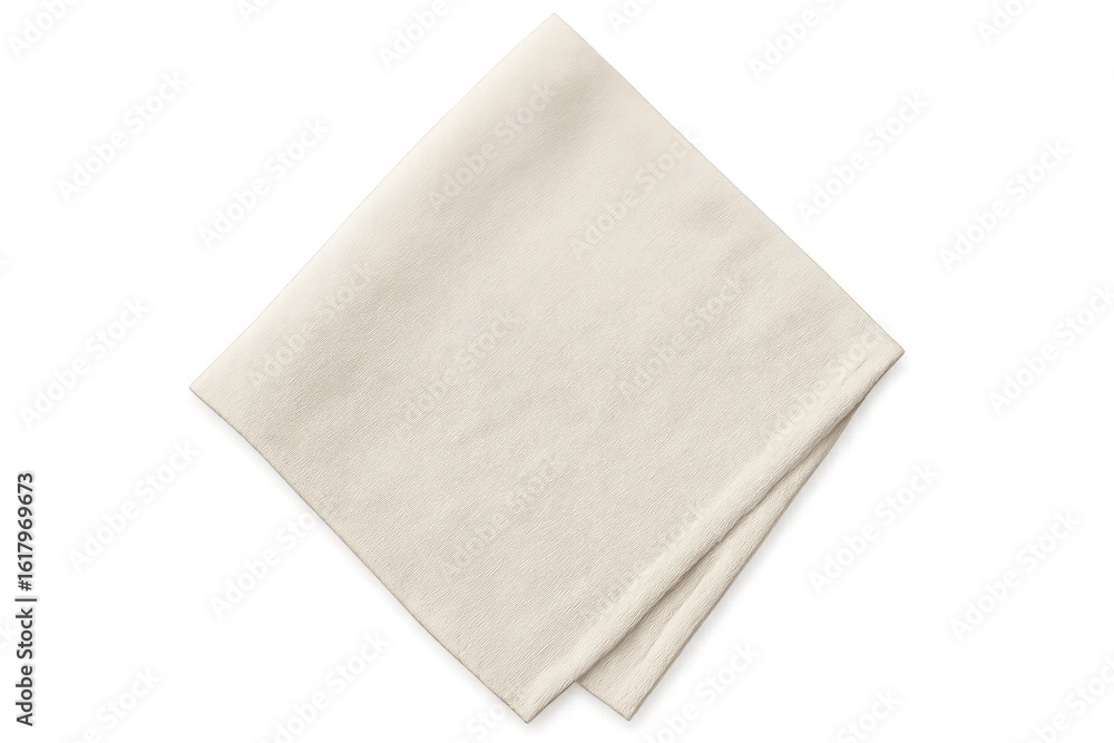 Clean white napkin folded neatly, isolated on a transparent background, ready for use in dining or hospitality settings Clean white napkin folded neatly, isolated on a transparent background, ready for use in dining or hospitality settings