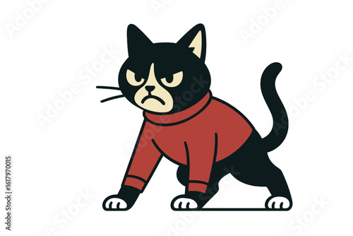 Isolated flat design of a Halloween cartoon black cat character