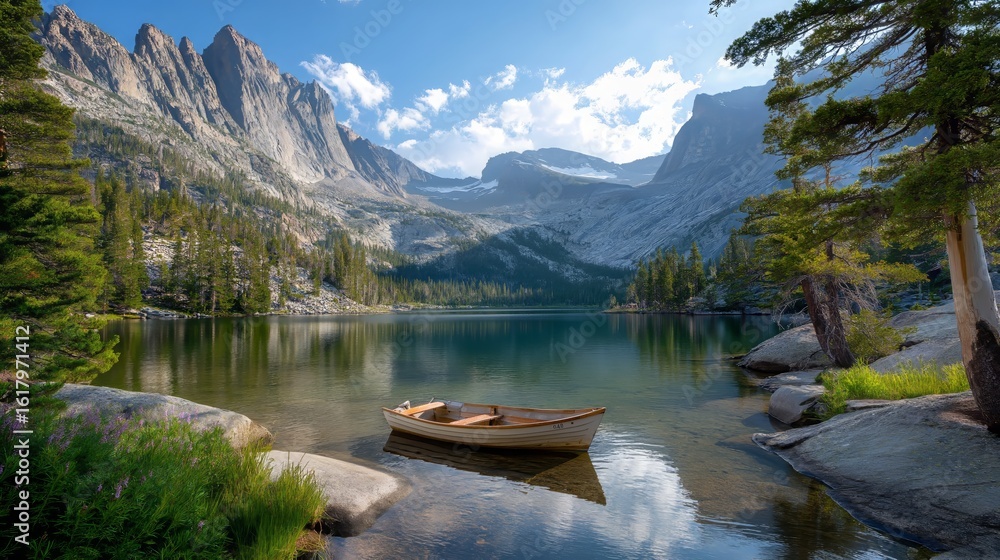 Obraz premium Lake Braies landscape. Generative Ai