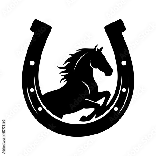 Horseshoe logo icon silhouette icon vector flat illustration on white background.