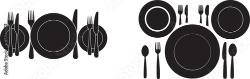 Vector set of tableware silhouette