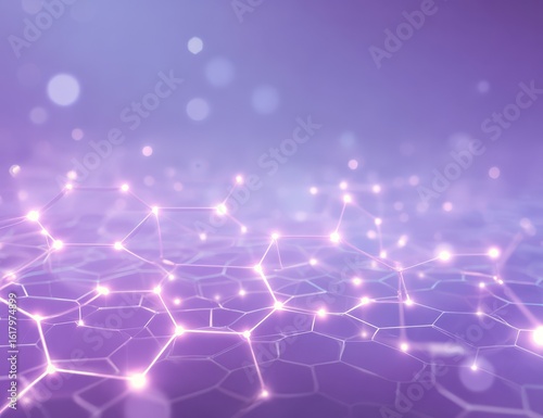 Abstract network graphic, soft purple hues