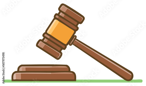 Cartoon Gavel and Sounding Block for Justice and Legal System Concepts