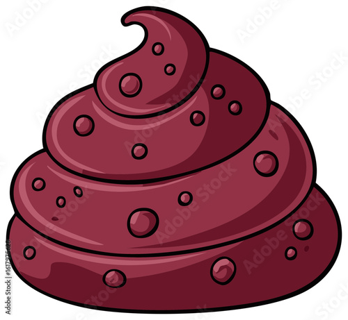 Stylized cartoon illustration of a swirled maroon pile of feces.
