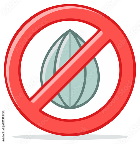 Seed Free Allergy Warning Icon with Prohibition Sign Vector Illustration