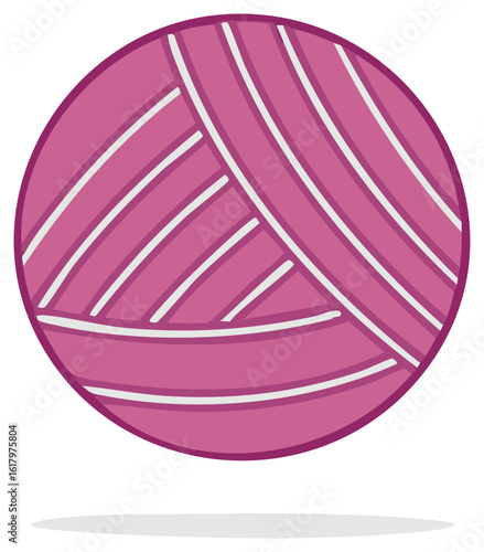 Ball of Pink Yarn with White Stripes for Crafts and Hobbies Home Knitting Needlework