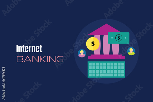 People using internet banking service for secure transactions and online payment. 