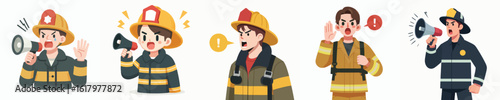 firefighter character vector is shouting