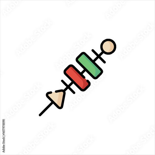 Angled Barbecue Skewer With Mixed Food Pieces