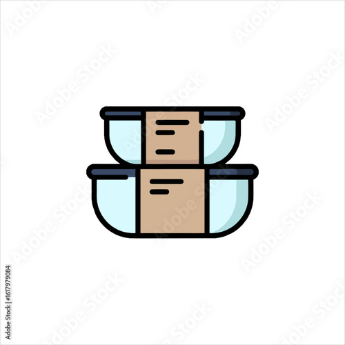 Two glass food containers stacked on top of each other in a kitchen setting, showcasing organization and meal prep for healthy eating.