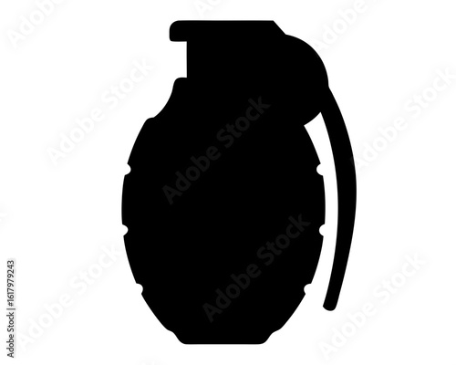 Silhouette of a Hand Grenade Depicting Military Force or Violent Threat