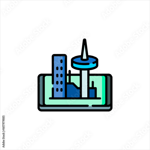 Smart City Skyline With Tower