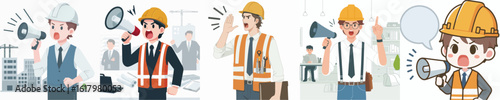 vector character of an architect shouting