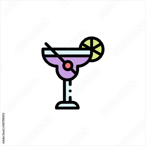 Refreshing margarita cocktail sits on white table, garnished with lime and straw, evoking a summery and celebratory mood.