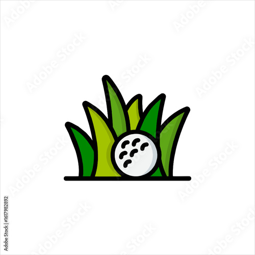 Golf ball resting in lush green grass on the golf course, symbolizing leisure and outdoor recreation.