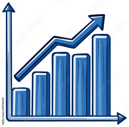Business graph with upward arrow, showing financial growth and success concept.