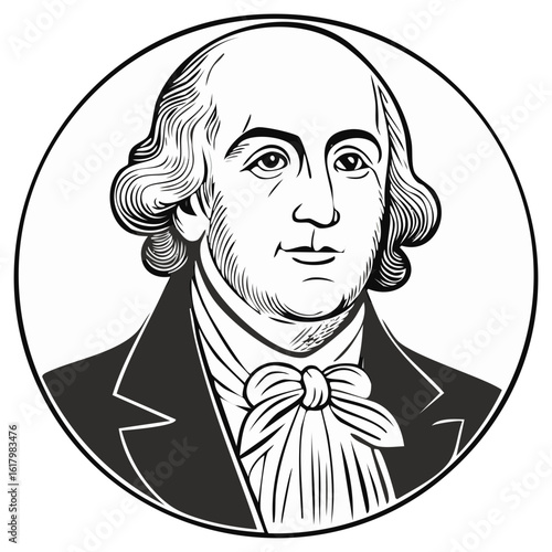 Portrait of a distinguished gentleman in historical attire with powdered wig and cravat