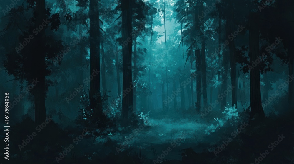 Obraz premium Mystical teal forest path