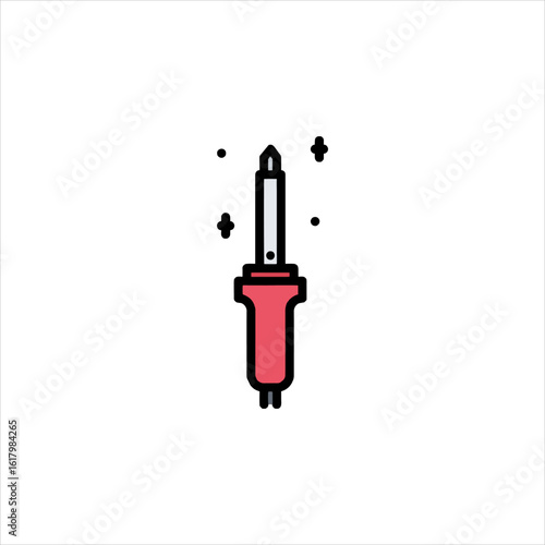 Soldering iron tool melting metal in workshop for electronics repair, showing precision and detail, creating a focused and technical atmosphere.