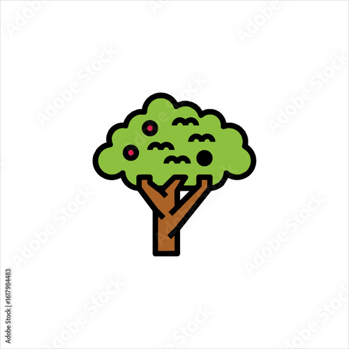 Apple tree stands tall in orchard with ripe fruit, promising a bountiful harvest on a bright, sunny autumn afternoon.