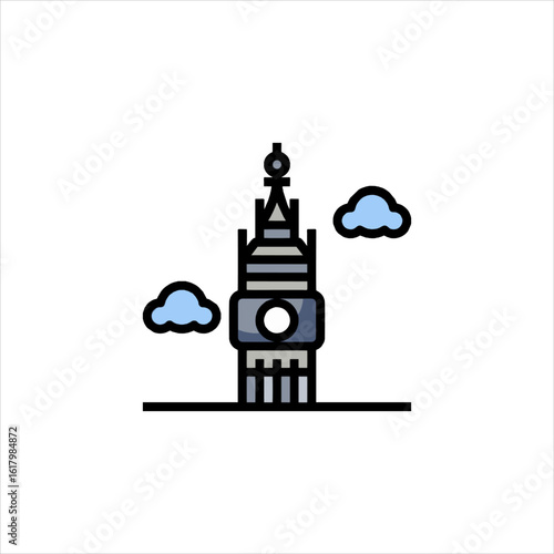 Big ben tower stands tall in london, surrounded by fluffy clouds on a bright, clear day, evoking a sense of travel and wonder.