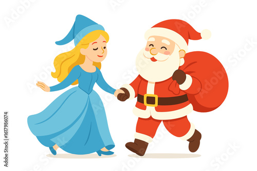 Ded Moroz, also known as Russian Father Frost, is accompanied by his granddaughter Sneguroschka