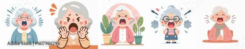 grandma character vector is screaming