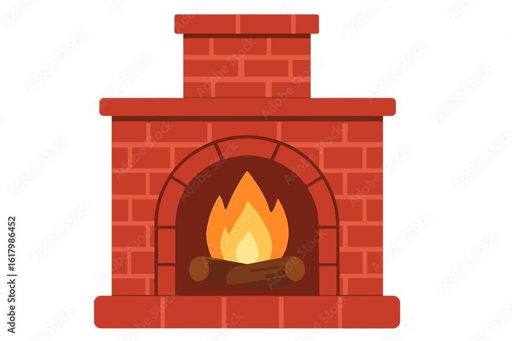 Fototapeta premium Vector illustration of a fireplace icon in flat design style set against a white background