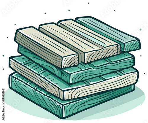 Stacked wooden planks illustration construction material lumber pile design element