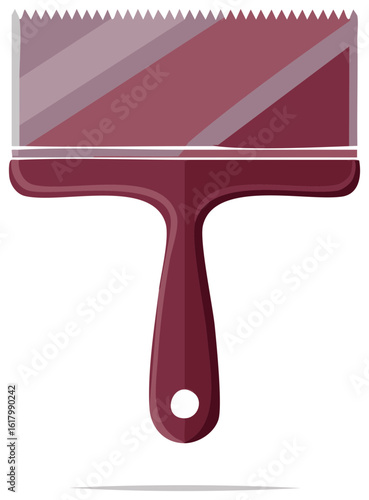Illustration of a maroon wallpaper smoothing brush for design mockups and product renderings.