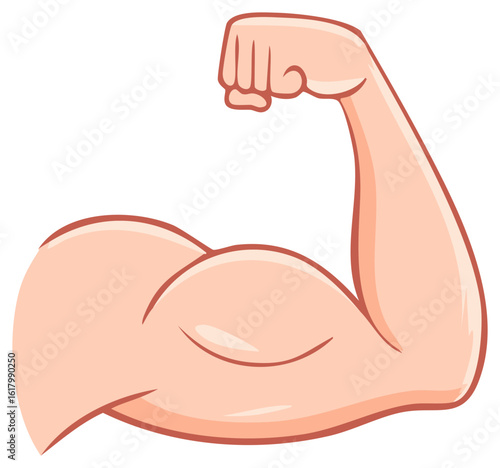 Cartoon Arm Flexing Bicep Muscle Showing Strength and Power