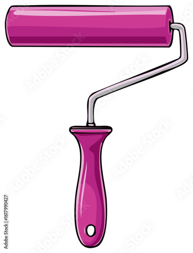 Vibrant pink paint roller illustration a versatile tool for home improvement and creative decor