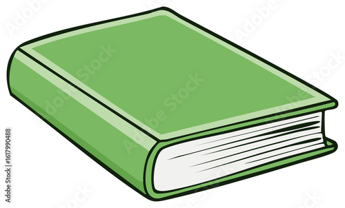 Closed Green Book with Paper Pages and Outline