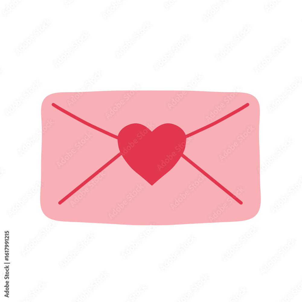 Pink envelope with heart, cute romantic icon for valentine, wedding card, or love letter design Pink envelope with heart, cute romantic icon for valentine, wedding card, or love letter design