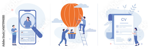 The Hiring Process: A symbolic representation of the job search journey, encapsulating the steps from application review to the realization of career goals.