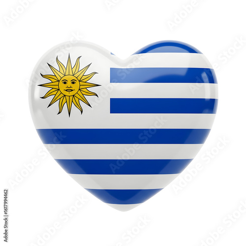 Uruguay Flag Heart with the Sun of May, a symbol of national identity and pride