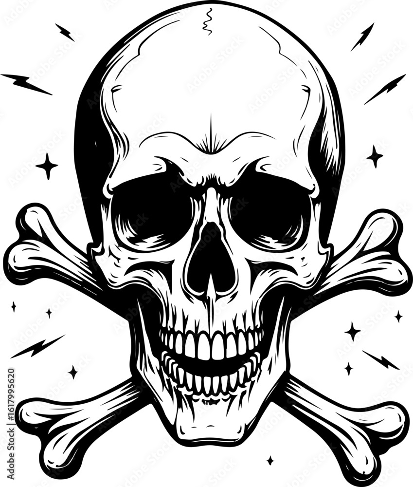 Obraz premium Skull and Crossbones Emblems Tattoo, design art vector bundle graphics