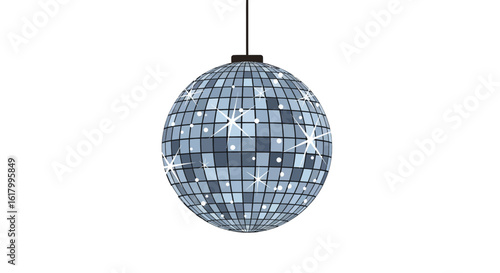 Sparkling Disco Ball Illustration on White Background