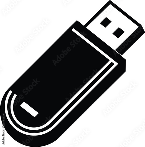 USB Flash Drive Vector Silhouette