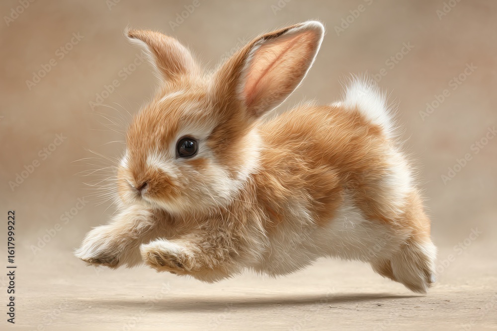 Fototapeta premium Hopping Bunny. Adorable Baby Rabbit Concept with Cute Ears for Easter
