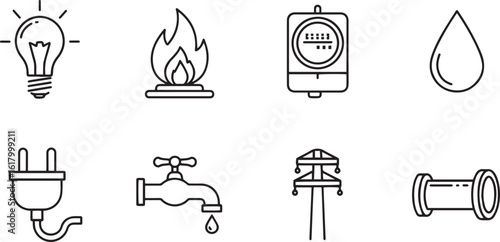 Public Utilities Line Icons Set