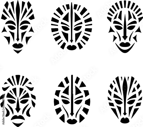 Masks, Tribal, Ethnic, Abstract tattoo design