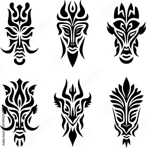 Masks, Tribal, Ethnic, Abstract tattoo design