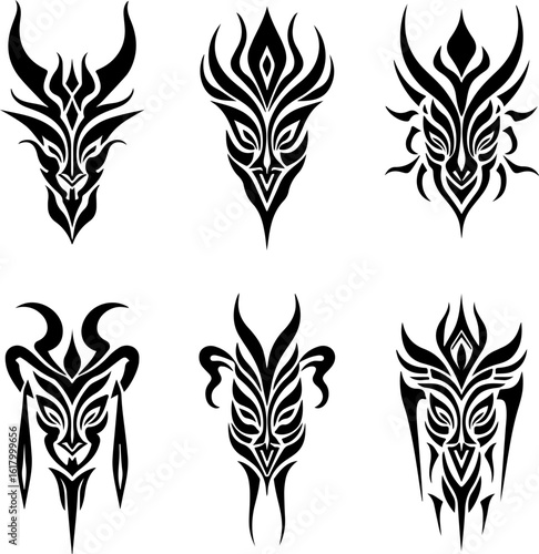 Masks, Tribal, Ethnic, Abstract tattoo design