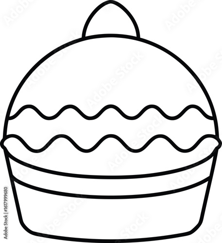 easter cake line art vector illustration