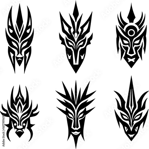 Masks, Tribal, Ethnic, Abstract tattoo design