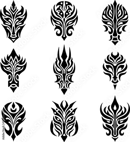 Masks, Tribal, Ethnic, Abstract tattoo design