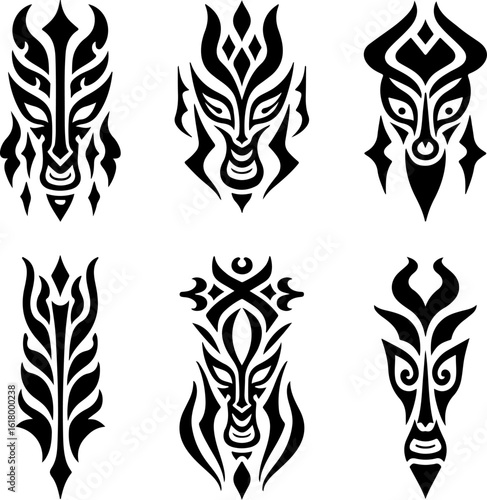 Masks, Tribal, Ethnic, Abstract tattoo design